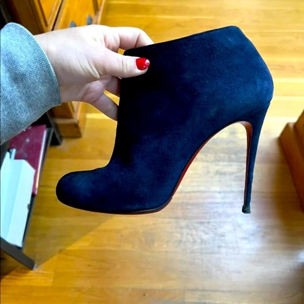 Christian Louboutin Navy Suede Belissima Booties - Picture 9 of 16